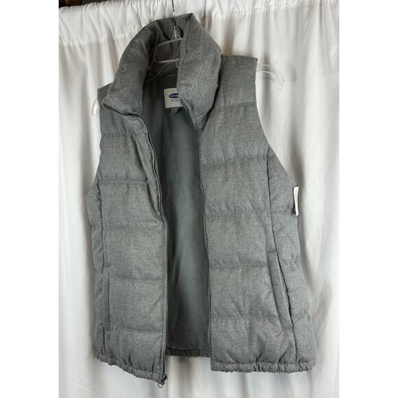 Old Navy Canvas Puffer Vest Gray M gorpcore cold weather 64-05, NWT - Picture 12 of 16